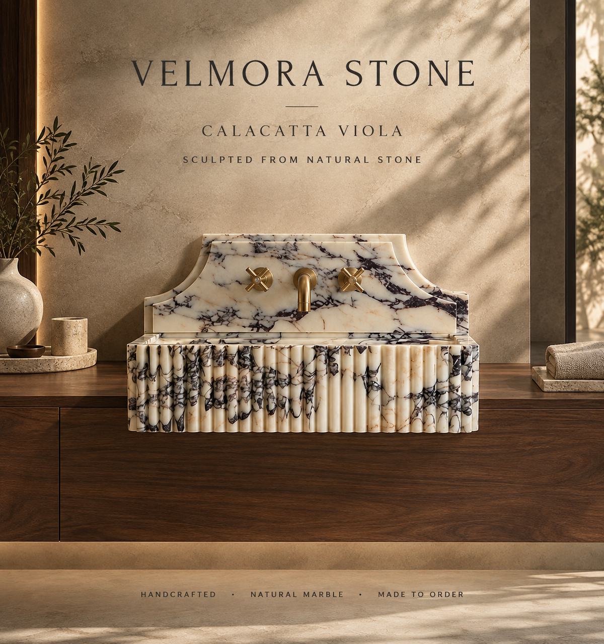 Kaunos Calacatta Viola marble sink product card